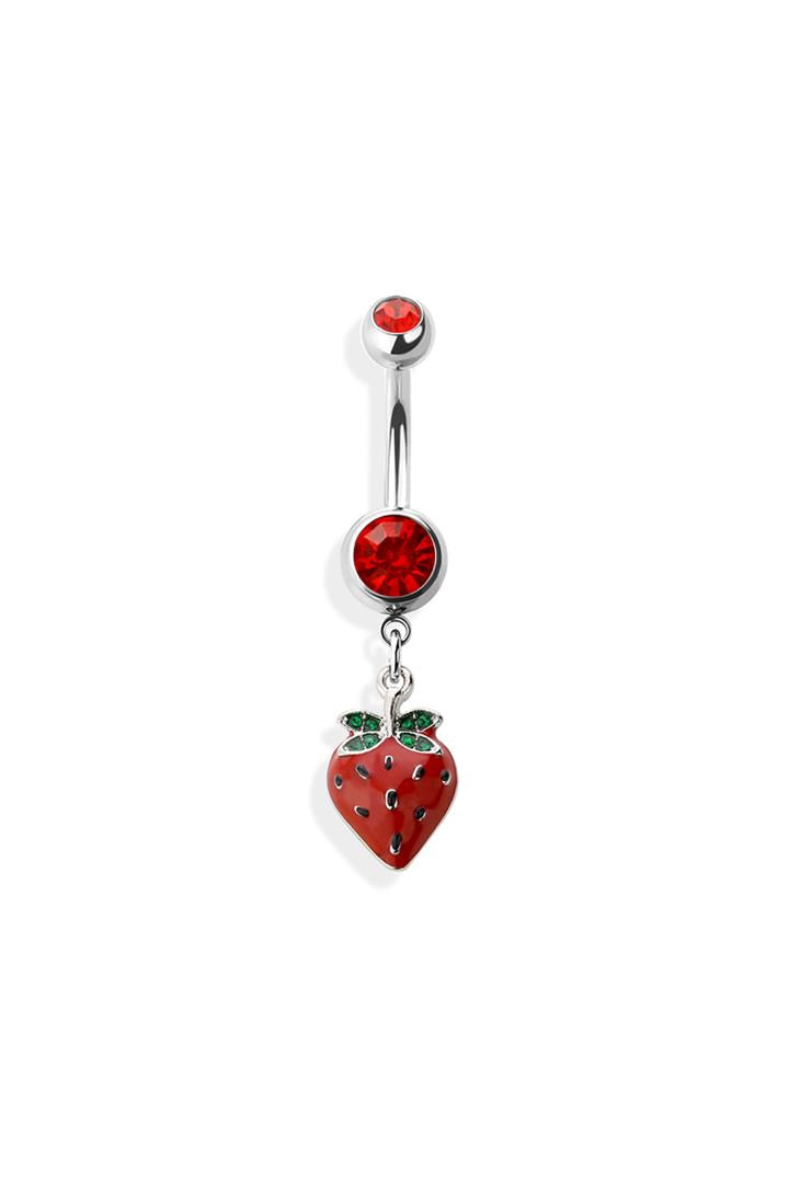 14G Surgical Steel Strawberry 3/8" (10MM) Belly Button Ring